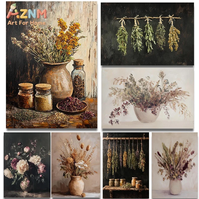 Dried Herbs - Lukisan Kanvas Bunga Kering dan Herbal